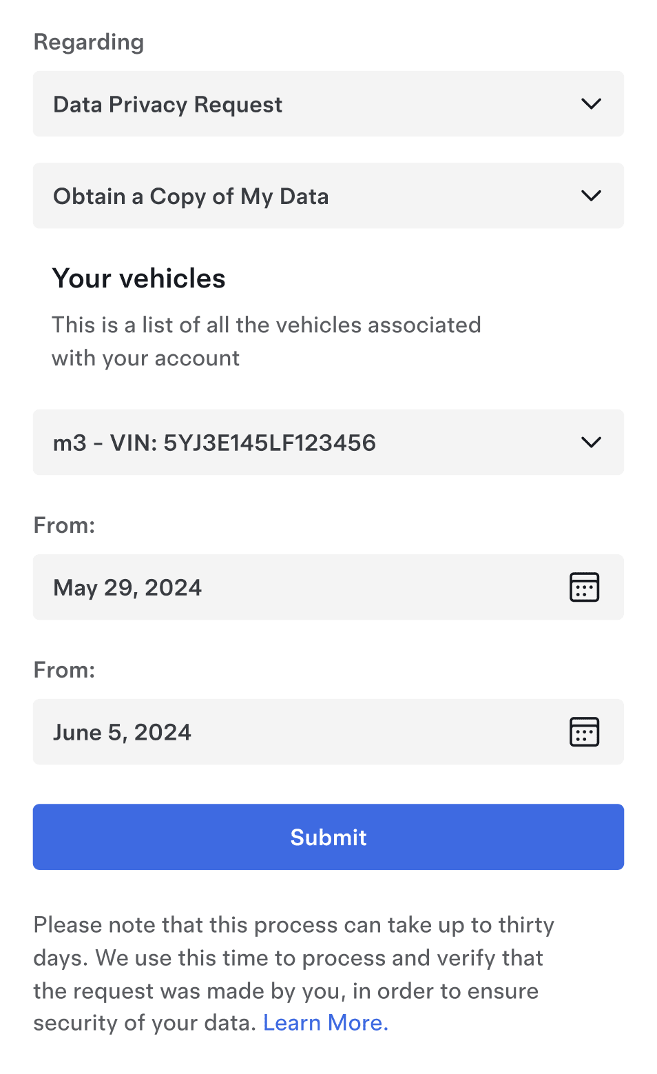 Request a copy of your data