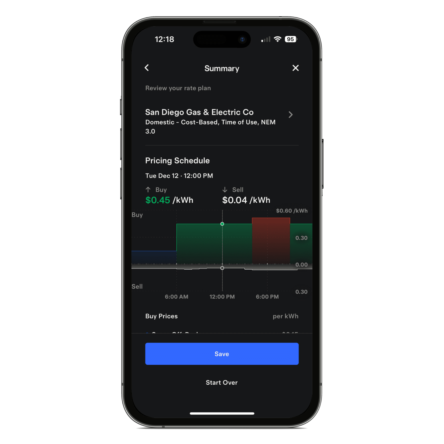 Net Billing Tariff Rate Plan in Tesla app