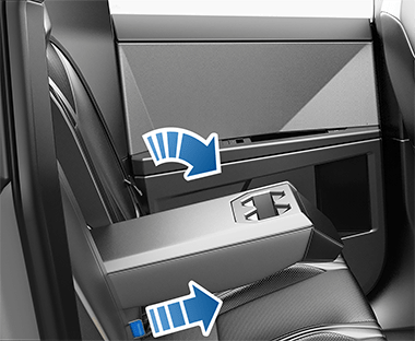Button on back of rear center seat