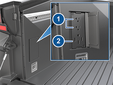 Power outlets in the cargo bed