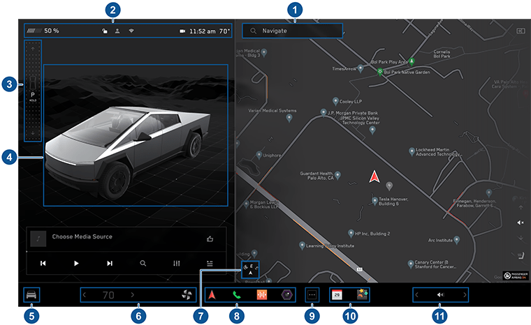 The vehicle touchscreen with numbered callouts