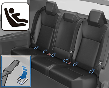 The ISOFIX icon and arrows showing the location of ISOFIX latches.